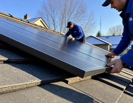 Tecnici installato pannelli fotovoltaici