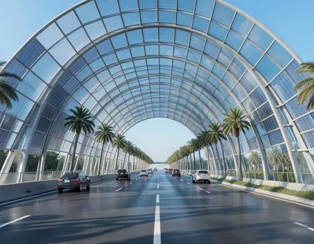 Un tunnel di pannelli fotovoltaici flessibili