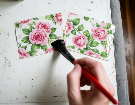 Realizzazione decoupage con decorazioni floreali