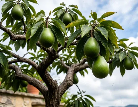 Pianta di avocado con frutti