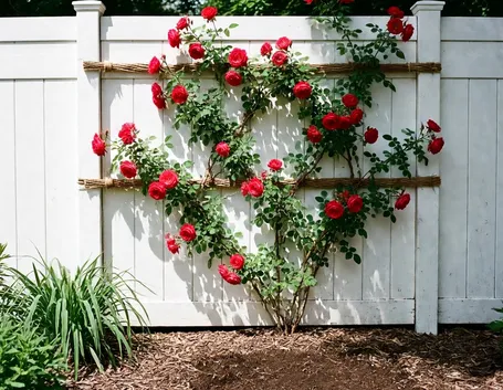 Rose rampicanti su uno steccato