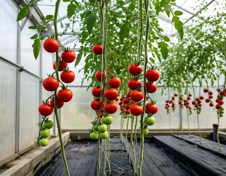 pomodori ciliegino in serra
