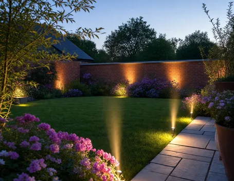 Illuminazione di un giardino con faretti