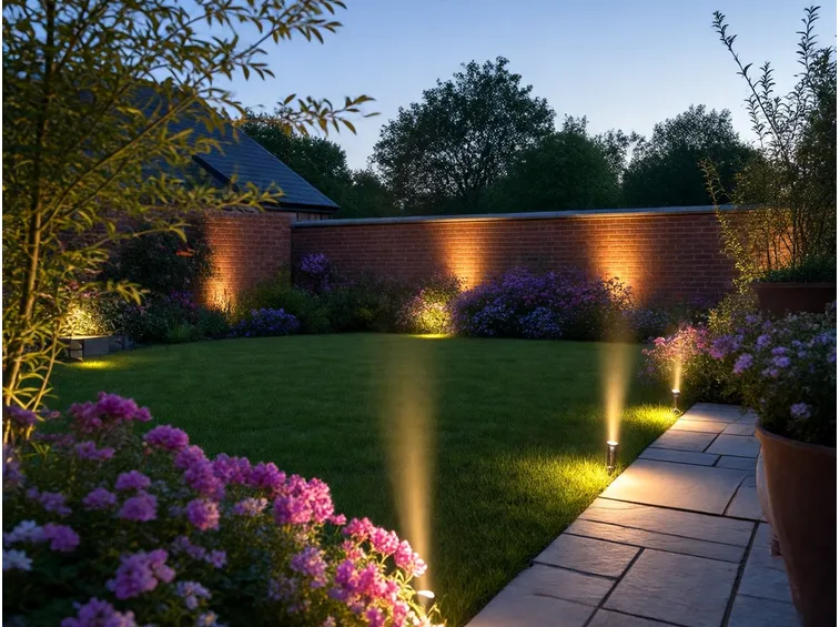 Illuminazione di un giardino con faretti