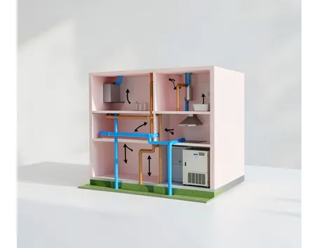 Schema di sistema di ventilazione meccanica controllata