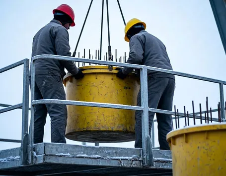 Operai muniti di caschetto di sicurezza
