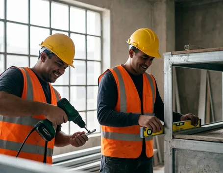 Operai che lavorano in sicurezza