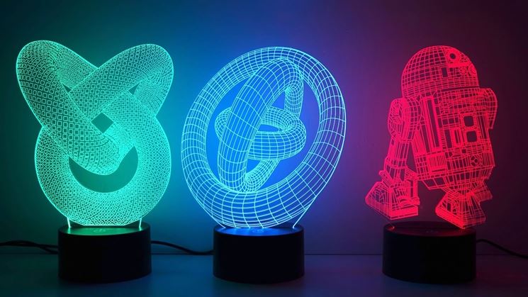 Lampade a led di vari colori e forme